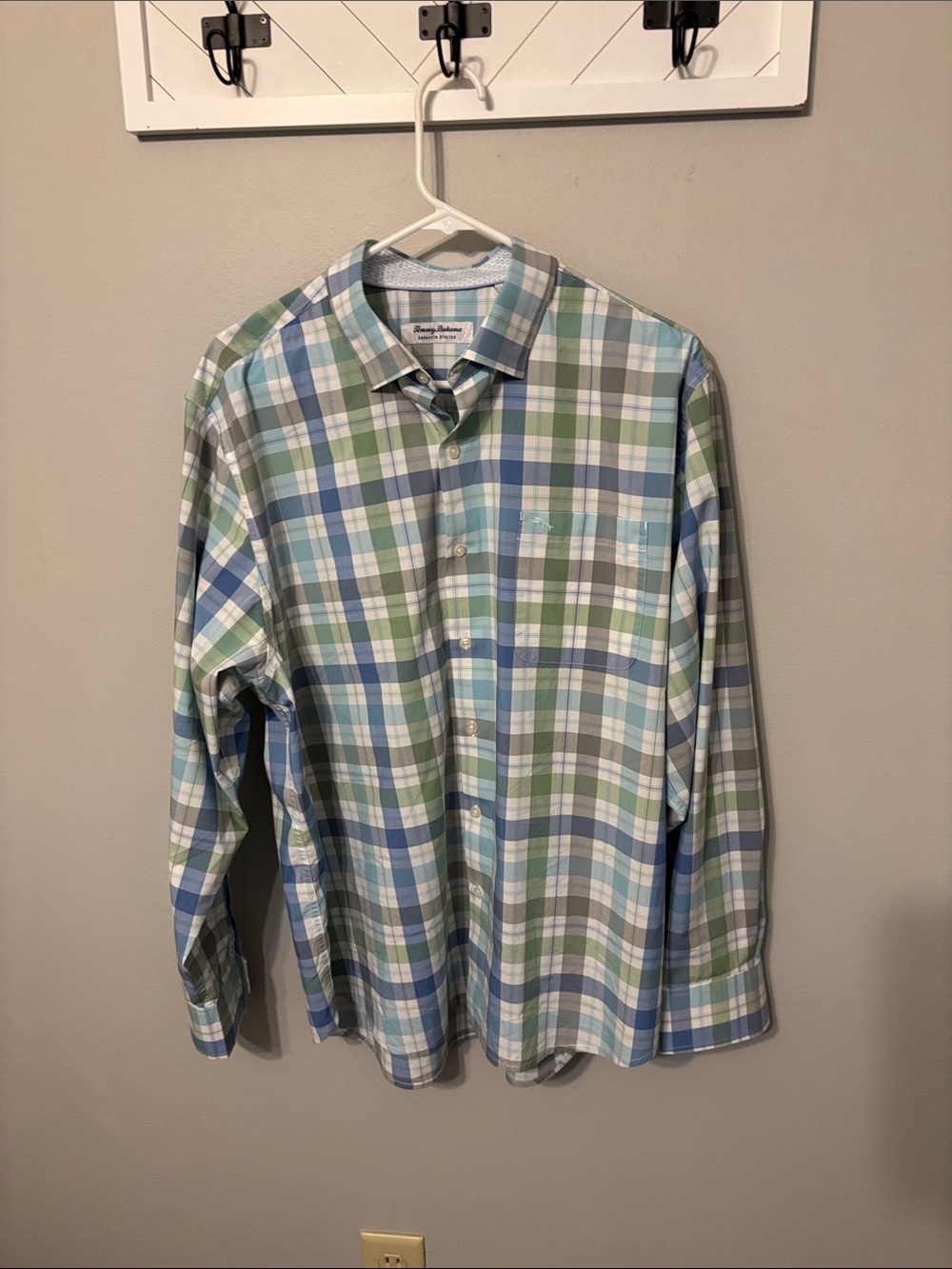 Tommy Bahama Button-Down Plaid Shirt - Blue & Green